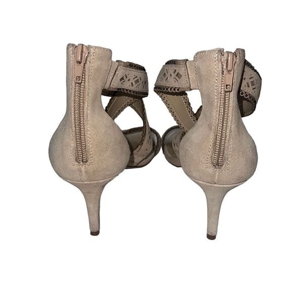 Sole Society Blush Tan Strappy Heels Open Toe Neutral Sandals Suede Sz 9.5 - Picture 6 of 9